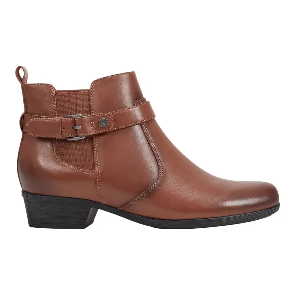 Rockport Women's Chole Leather Buckled Strap Booties Brown Size 7 1/2 W